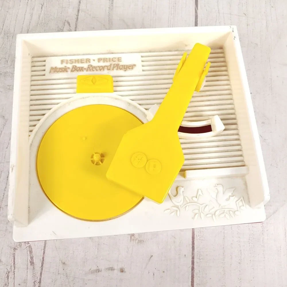 Vintage Fisher Price Music Box Record Player Classic Toy With 5 Discs USED